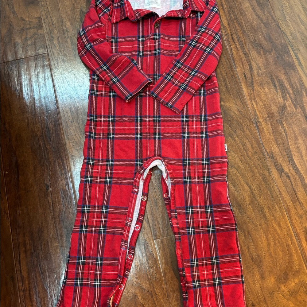 Little Sleepies Red and Black Plaid Kids Footie